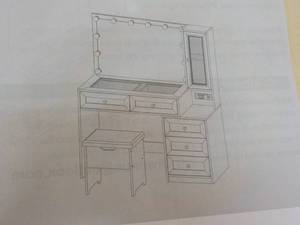 DIWNNUE Vanity Table with Bench- ne...