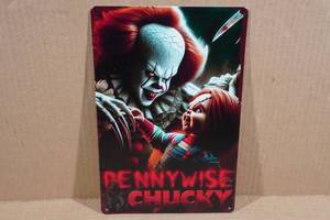 lot 16 image: Metal Pennywise & Chucky Sign