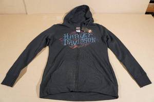 lot 251 image: Harley Davidson Zip-Up Hoodie Sweatshirt -Small