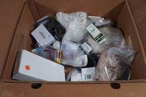 lot 261 image: Box of Assorted Hardware and Tools