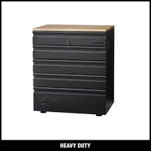 lot 15 image: Husky Heavy Duty 18-Gauge Steel 5-Drawer Black Garage Base Cabinet  Customer Returns See Pictures