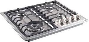 lot 32 image: Galanz 24 in. Gas Cooktop in Stainless Steel with 4 Burners including Triple Ring Power Burner and Simmer Burner  Customer Returns See Pictures