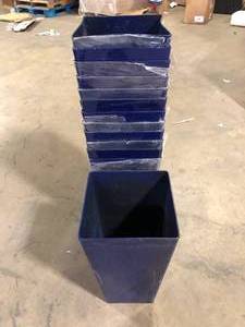 lot 12 image: Lot of Vigoro 11.5 in. Harmony Medium Cobalt Blue Plastic Square Planter (11.5 in. L x 11.5 in. W x 20 in. H)   Customer Returns See Pictures