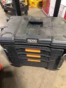 lot 51 image: RIDGID Pro Gear System Gen 2.0 XL 3-Drawers Water and Dust Resistant Durable Tool Box With Dividers For Internal Organization Damaged Customer Returns See Pictures