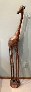 lot 71 image: Large Wooden Giraffe Decorative Figurine