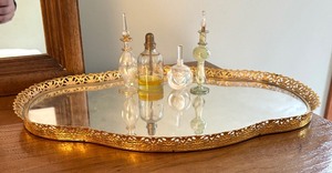 lot 76 image: Vintage Vanity Tray with Petite Decorative Bottles