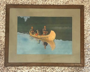 lot 87 image: Evening on a Canadian Lake Print by Frederic Remington