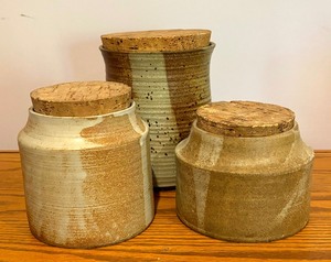 lot 144 image: Trio of Lidded Pottery Vessels