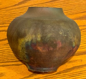 lot 37A image: Raku Pottery Vase by Marty Marcus