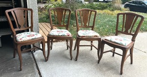 lot 206 image: Four Vintage Wooden Dining Chairs