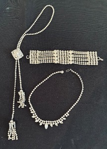 lot 244 image: Elegant Rhinestone Necklace, Bracelet and Bolo Tie