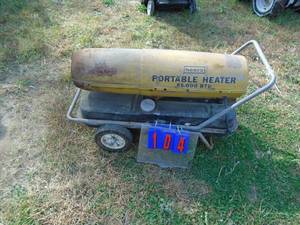 lot 104 image: Sears 85000 btu torpedo heater. As shown.