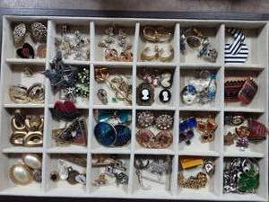 Lot Of Pins, Earrings, Cameos & Key Chains