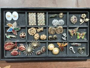 Lot Of Vintage Jewelry, Brooches & Earrings