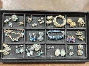 Lot Of Assorted Rhinestone & Pearl Vintage Jewelry