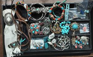 Beaded Hand Crafted Jewelry, Bolo Tie, Earrings, Bracelets, More (28-Items)