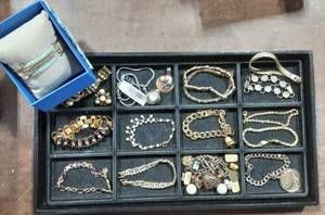 Lot Of Assorted Goldtone Bracelets, Liz Claiborne Locket