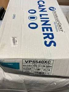 2 Cases (100 each per case) NEW Novaplus VP5540XC 44 x 55 56-Gallon 1.5mil Trash Can Liners - Clear