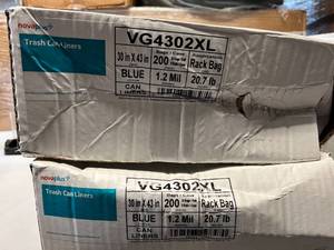 2 Cases (200 each) NEW Novaplus VG4302XL 30 x 43 1.2mil Rack Bag Trash Can Liners - Blue