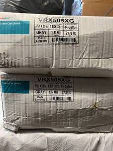 2 Cases (150 each per case) NEW Novaplus VRX505XG 37 x 50 44-Gallon 1.5mil Trash Can Liners - Gray