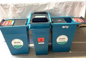 Lot 4 of Slip Top Stryker OR Collection Container Bins - In Good Condition