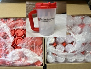 2 Cases NEW The Ohio State University  Wexner Medical Center Plastic Graduated Measuring Mugs With Straws