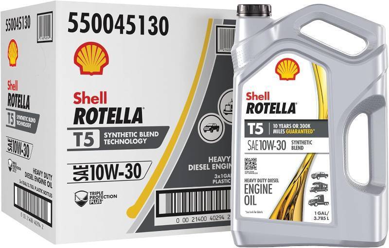 lot 372 image: NEW Shell Rotella T5 10W-30 Diesel Engine Oil, 1 Gallon (Case of 3)