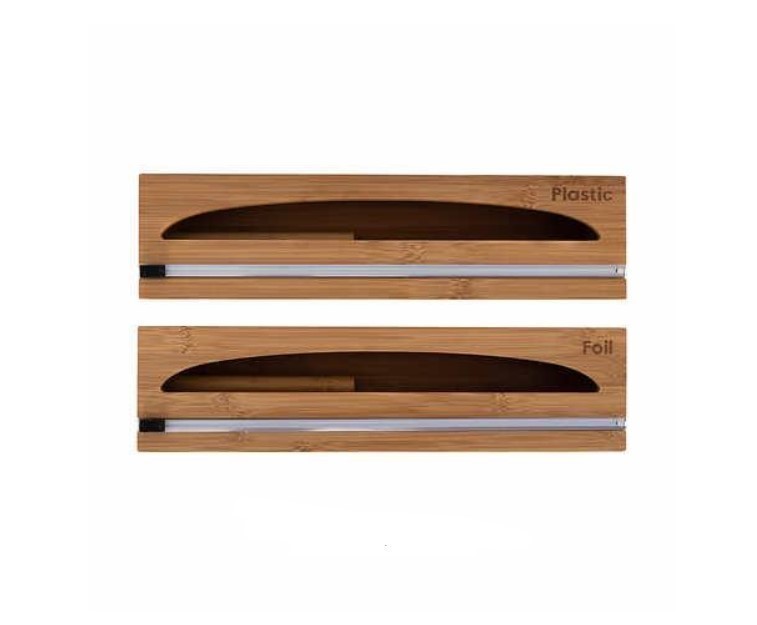 lot 392 image: Seville Classics Bamboo Food Wrap Dispenser 2-piece Set