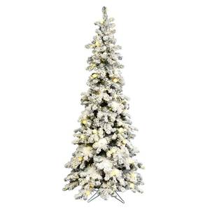 lot 197 image: Vickerman 4 Flocked Kodiak Spruce Artificial Christmas Tree, Pure White LED Lights A146841LED