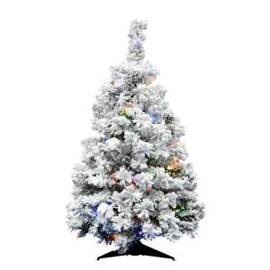 lot 203 image: Vickerman 36 Flocked Alaskan Pine Artificial Christmas Tree, 100 Multi-Colored LED Dura-Lit lights A806342LED