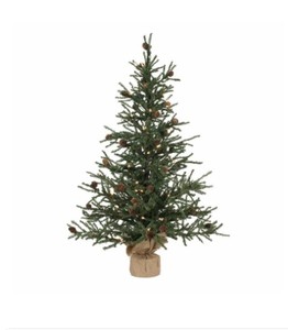 lot 208 image: Vickerman 36 Inch Carmel Pine DuraLit 50CL Burlap Base Mini Christmas Tree - B803926