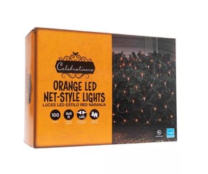 lot 305 image: Celebrations Orange 100 ct LED Halloween Net Lights