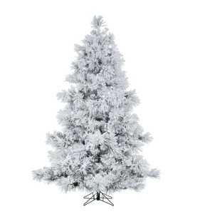 lot 170 image: Vickerman A155246LED 4.5 Flocked Alberta Artificial Christmas Tree Pure White LED Lights