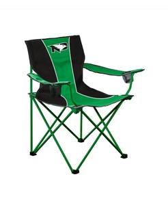 lot 309 image: NEW Logo Brands Hard Arm Big Boy Chair - BlackGreen - University of North Dakota