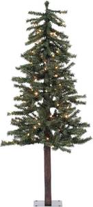 lot 177 image: Vickerman 4 Natural Alpine Artificial Christmas Tree with Stand - Pre lit Alpine Tree with 337 PVC Tips and 100 Clear Lights