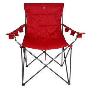 lot 113 image: NEW Timber Ridge Steel Framed Giant Camp Chair with Cup Holders & Carry Bag - Dark Red