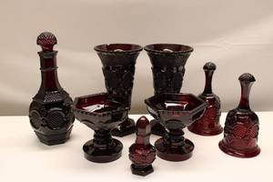 lot 35 image: Vintage Ruby Red Glassware Collection