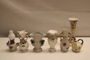 lot 51 image: Collection of Vintage Porcelain Miniature Vases and Lamp