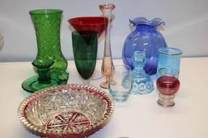 lot 70 image: Assorted Colored Glassware and Crystal Collection