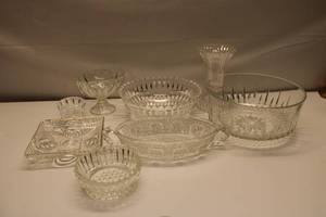 lot 76 image: Vintage Cut Glassware Collection - Bowls, Dishes, and Vase