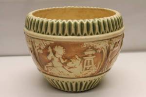 lot 80 image: Vintage Ceramic Bowl with Embossed Child Scene