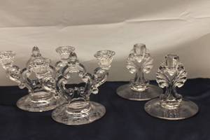 lot 82 image: Vintage Glass Candle Holder Set
