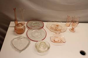 lot 95 image: Assorted Pink Depression Glassware Collection