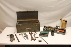 lot 99 image: Vintage Craftsman Metal Tool Box with Assorted Tools