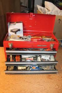 lot 117 image: Craftsman Tool Chest with Assorted Tools and Parts