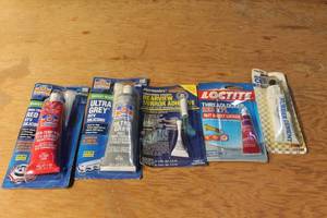 lot 140 image: Lot of Adhesives and Sealants Silicone, Threadlocker, and More