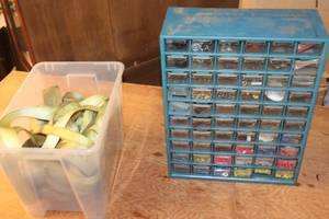lot 160 image: Assorted Hardware Organizer with Storage Bin