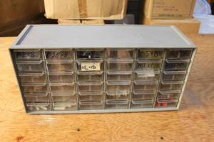 lot 465 image: Multi-Drawer Organizer with Assorted Hardware