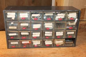 lot 466 image: Assorted Hardware in Storage Organizer Cabinet