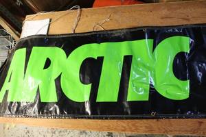 lot A-190 image: Vintage Arctic Cat Banner Sign - Neon Green and Black